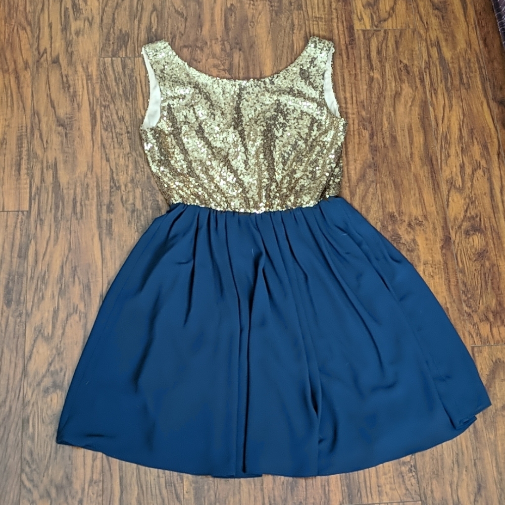 Gold sequin Navy dress